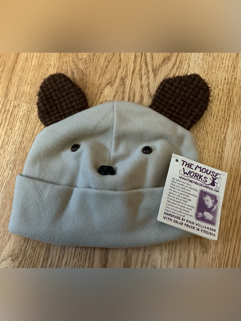 The Mouse Works Bear Hat Handmade With Solar Power One Size(1-6 Years) New